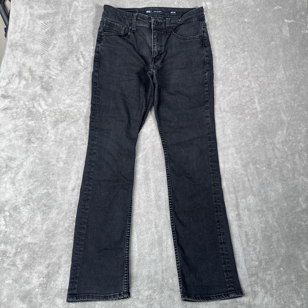 BKE Jeans Mens 29x32 Jake Boot Cut Dark Whiskers Western Buckle Stretch